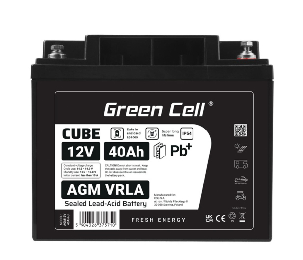 Green Cell Cube AGM VRLA IP54 12V 40Ah - 1364806 - zdjęcie 4